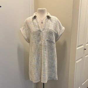 Zara Cream Textured dress